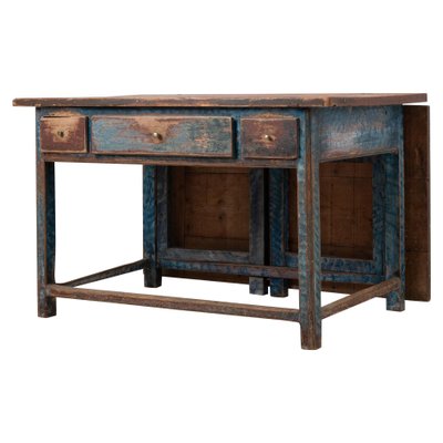 19th Century Swedish Folk Art Blue Work Table-MJF-931209