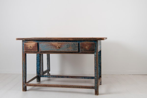 19th Century Swedish Folk Art Blue Work Table-MJF-931209