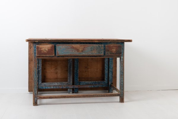 19th Century Swedish Folk Art Blue Work Table-MJF-931209