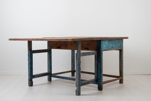 19th Century Swedish Folk Art Blue Work Table-MJF-931209