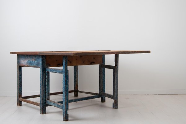 19th Century Swedish Folk Art Blue Work Table-MJF-931209