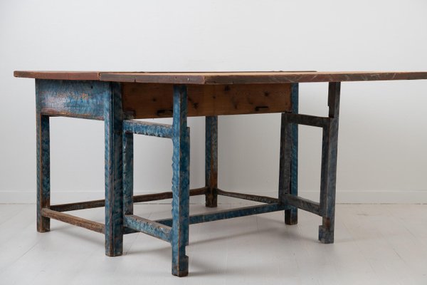 19th Century Swedish Folk Art Blue Work Table-MJF-931209