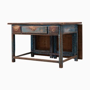 19th Century Swedish Folk Art Blue Work Table-MJF-931209