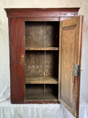 19th Century Swedish Folk Art Wall Cabinet in Patinated Red Color-IJL-1702241