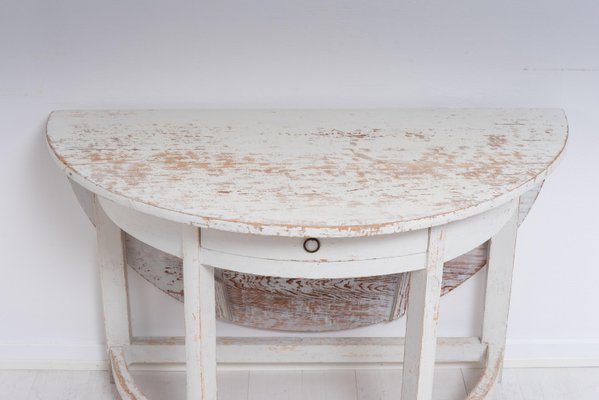 19th Century Swedish Gustavian White Country Drop Leaf Table-MJF-1217585