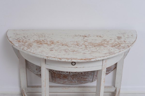 19th Century Swedish Gustavian White Country Drop Leaf Table-MJF-1217585