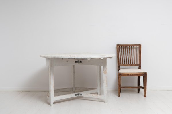 19th Century Swedish Gustavian White Country Drop Leaf Table-MJF-1217585