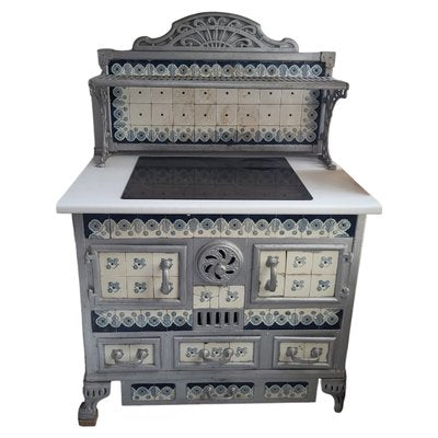 19th Century Swedish Metal and Tile Stove-TCS-1744353