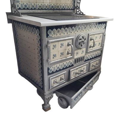 19th Century Swedish Metal and Tile Stove-TCS-1744353