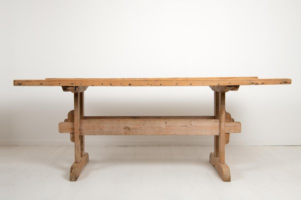 19th Century Swedish Pine Country Dining Trestle Table-MJF-984203