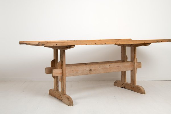 19th Century Swedish Pine Country Dining Trestle Table-MJF-984203