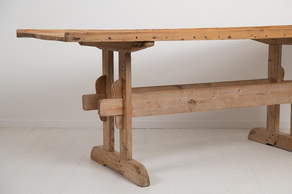 19th Century Swedish Pine Country Dining Trestle Table-MJF-984203