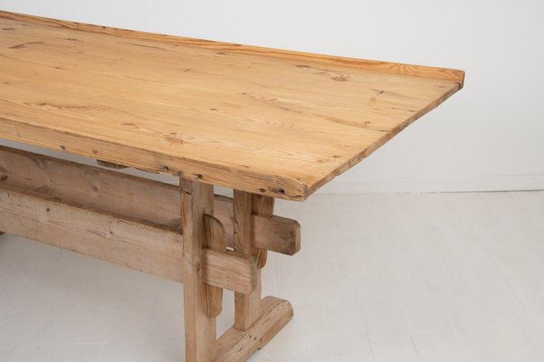 19th Century Swedish Pine Country Dining Trestle Table-MJF-984203