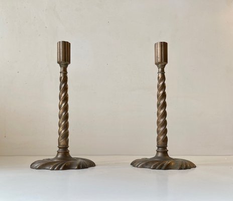 19th Century Twisted Gothic Candlesticks in Bronze, Set of 2-LCR-1300289