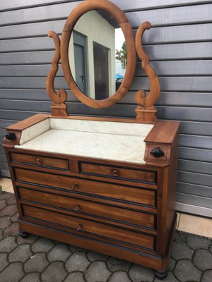 19th Century Walnut and Marble Dressing Table-WQQ-657647