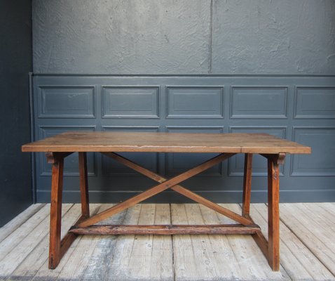 19th Century Walnut and Pine Spanish Trestle Table-TAT-2032436