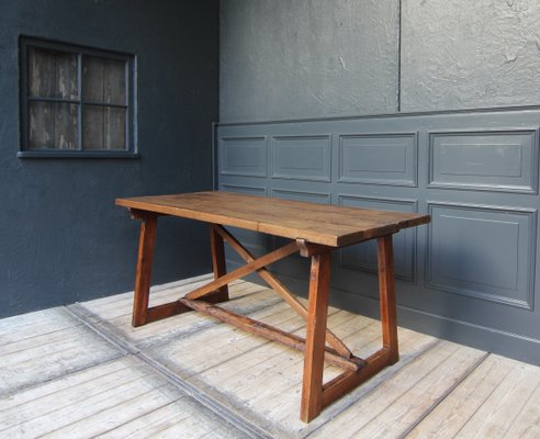 19th Century Walnut and Pine Spanish Trestle Table-TAT-2032436