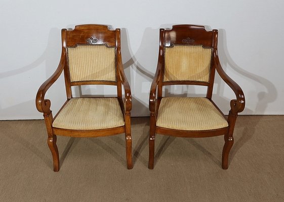 19th Century Walnut Stock Armchairs, Set of 2-RVK-1179111