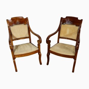 19th Century Walnut Stock Armchairs, Set of 2-RVK-1179111