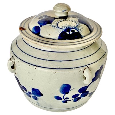 19th Century White and Blue Delft Faïence Pot, Netherlands-UR-1431399