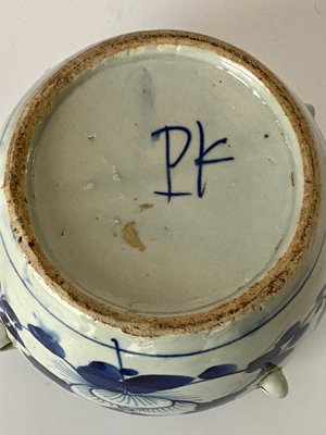 19th Century White and Blue Delft Faïence Pot, Netherlands-UR-1431399