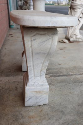 19th Century White Marble Garden Bench-DCO-1449778