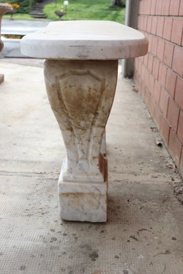 19th Century White Marble Garden Bench-DCO-1449778