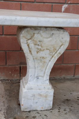 19th Century White Marble Garden Bench-DCO-1449778