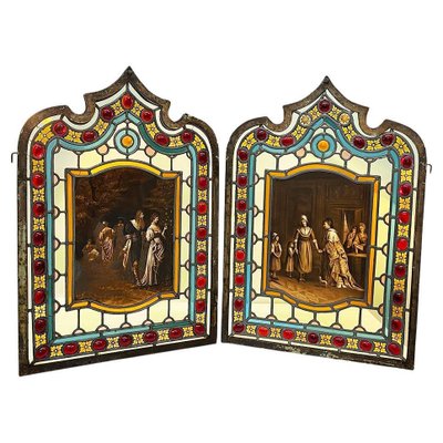 19th Century Window Panels in Stained Glass, Set of 2-UCH-1804971