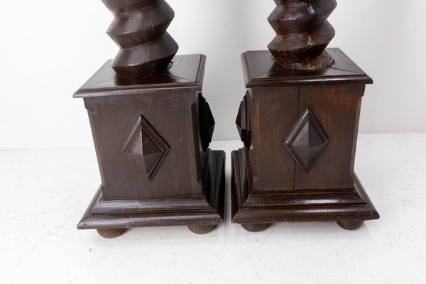 19th Century Wine Press Screw Pedestals Plant Holders, French, Set of 2-RIU-1401300