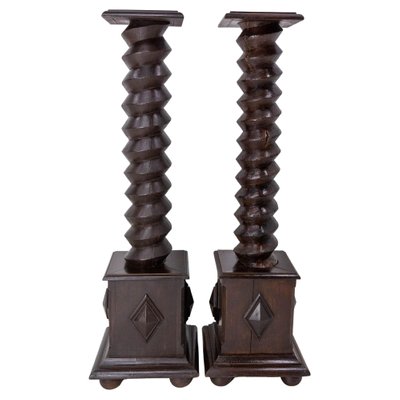 19th Century Wine Press Screw Pedestals Plant Holders, French, Set of 2-RIU-1401300