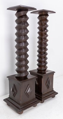 19th Century Wine Press Screw Pedestals Plant Holders, French, Set of 2-RIU-1401300