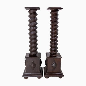 19th Century Wine Press Screw Pedestals Plant Holders, French, Set of 2-RIU-1401300