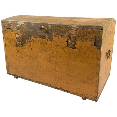 19th Century Wooden Chest or Floor Trunk in Original Paint-TZ-780148