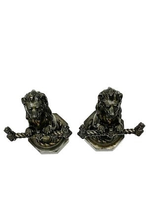 19th French Century Cast Iron Fire Dogs or Andirons with Tools, Set of 5-UCH-1224247