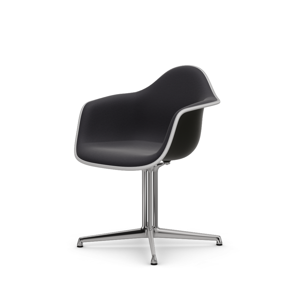 EAMES Plastic Armchair Dal (with Full Upholstery) (COLOUR OF SEAT SHELL -Deep Black) (Request Info)