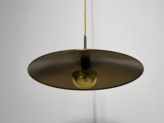 1st Edition Brass Pendant Lamp with Counterweight attributed to Florian Schulz, 1960s-PUK-2022202