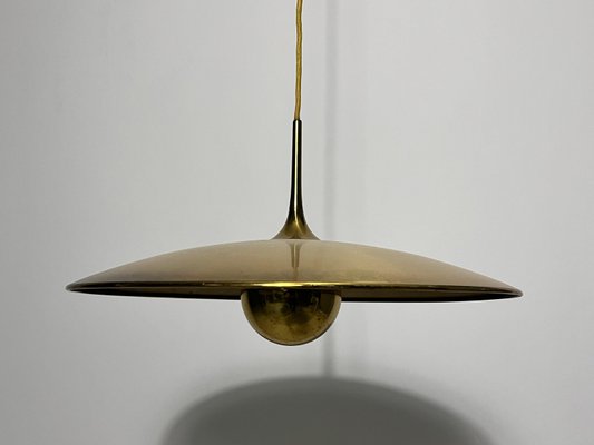 1st Edition Brass Pendant Lamp with Counterweight attributed to Florian Schulz, 1960s-PUK-2022202