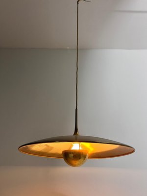 1st Edition Brass Pendant Lamp with Counterweight attributed to Florian Schulz, 1960s-PUK-2022202