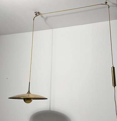 1st Edition Brass Pendant Lamp with Counterweight attributed to Florian Schulz, 1960s-PUK-2022202