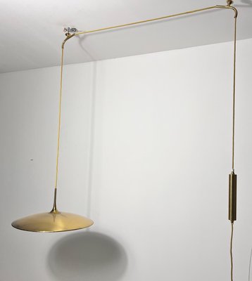 1st Edition Brass Pendant Lamp with Counterweight attributed to Florian Schulz, 1960s-PUK-2022202