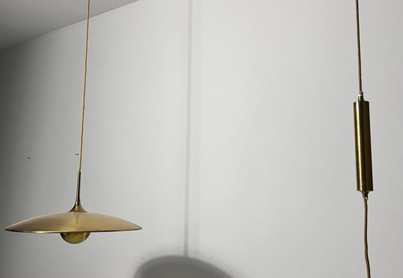 1st Edition Brass Pendant Lamp with Counterweight attributed to Florian Schulz, 1960s-PUK-2022202