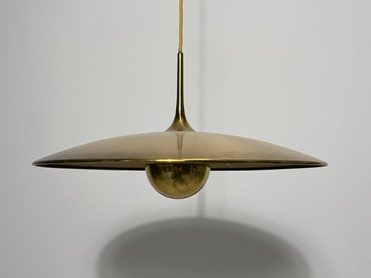 1st Edition Brass Pendant Lamp with Counterweight attributed to Florian Schulz, 1960s-PUK-2022202