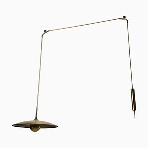 1st Edition Brass Pendant Lamp with Counterweight attributed to Florian Schulz, 1960s-PUK-2022202