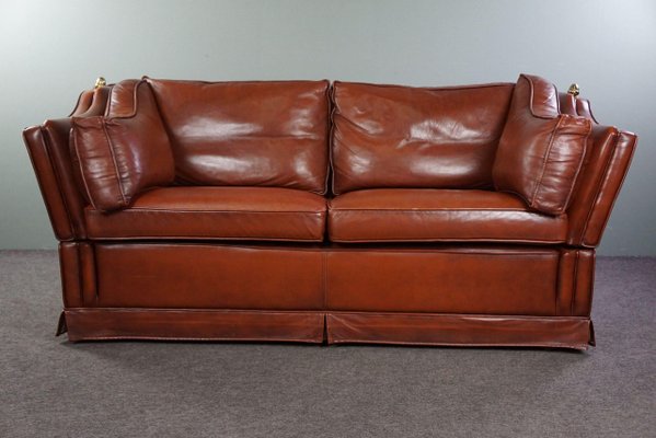 2 Seat Castle Bank Made from High -Quality Cattle Lecturer in Cognac Color-HPP-1779861