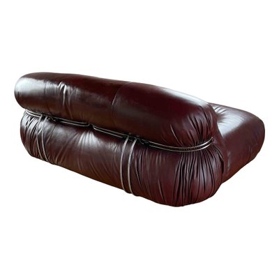 2-Seater Brown Leather Soriana Sofa by Afra and Tobia Scarpa for Cassina, 1969-RPH-975024