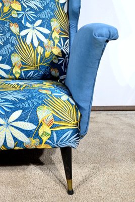 2-Seater Sofa in Azure Blue Fabric, 1940s-RVK-1806849