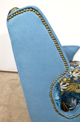 2-Seater Sofa in Azure Blue Fabric, 1940s-RVK-1806849