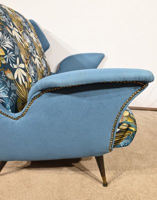 2-Seater Sofa in Azure Blue Fabric, 1940s-RVK-1806849