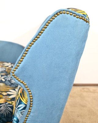 2-Seater Sofa in Azure Blue Fabric, 1940s-RVK-1806849